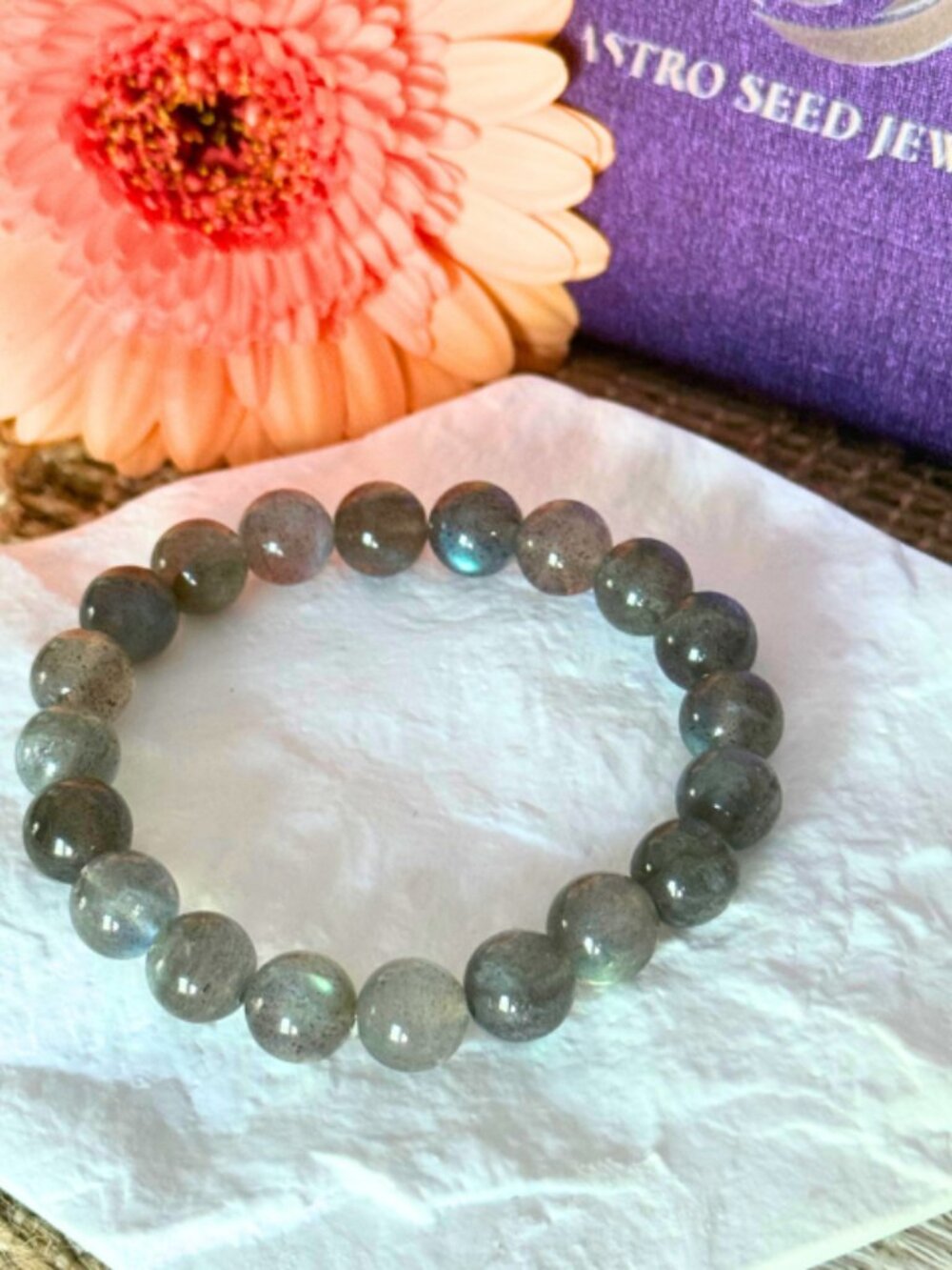 Labradorite 8mm Gemstone Stretch Beaded Bracelet Reiki Jewelry - Picture 4 of 12
